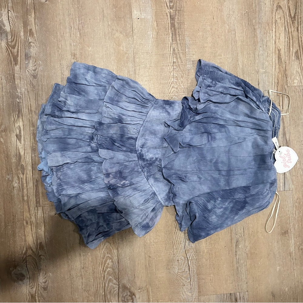 Elegant Blue Ruffled Skirt